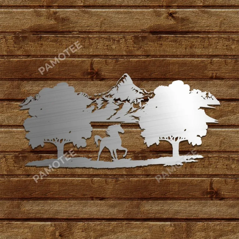 Horse In Nature Metal Art, Horseback Riding Steel Wall Hanging