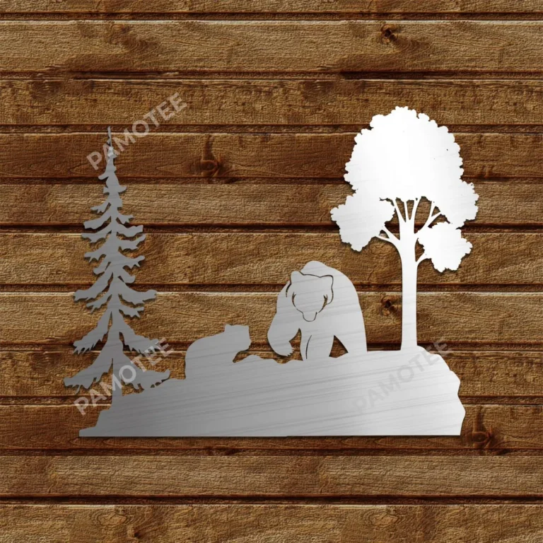 Mother Bear And Her Baby Metal Wall Art, Indoor Bear Decoration