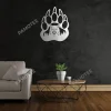 Bear Inside Footprint Metal Sign, Bear Footprint Laser Cut Door Hanging