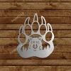 Bear Inside Footprint Metal Sign, Bear Footprint Laser Cut Door Hanging