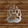 Deer In Bear Footprint Metal Art, Bear Footprint Stainless Plaque