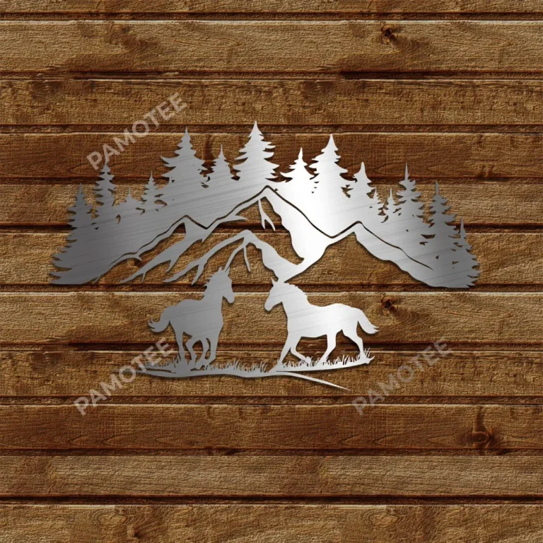 Couple Horse Silhouette Metal Sign, Couple Horse Door Hanging