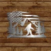 Bigfoot American Flag Metal Art Monogram, Sasquatch Independence Day Home Decor