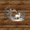 Deer And Log House Metal Sign, Stainless Gift For Hunters