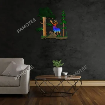Deer With Trees Colorful Metal Art, Father's Day Gift