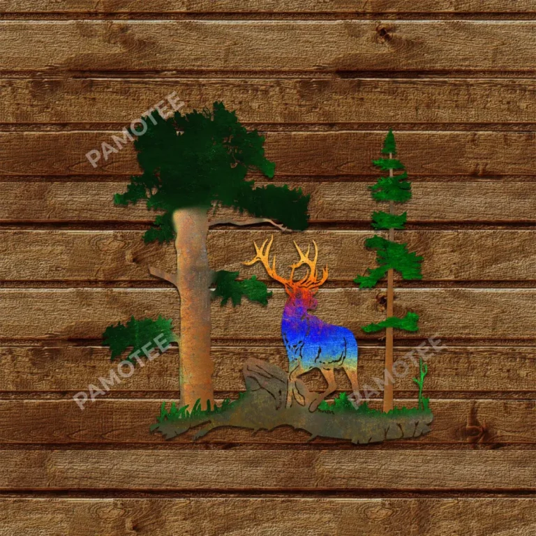 Deer With Trees Colorful Metal Art, Father's Day Gift