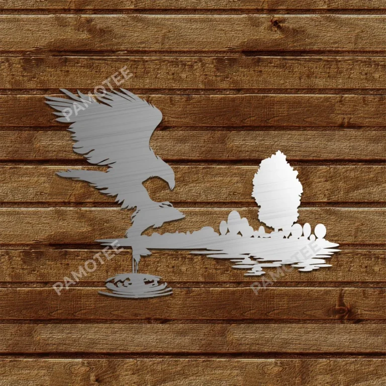 Eagle Preying Fish Lakehouse Metal Sign, Gift For Dad