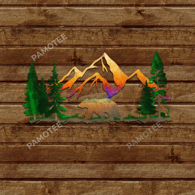 Bear In Nature Multi Color Metal Art, Bear Nature Inside Decoration