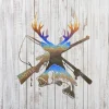 Deer Hunting And Bass Fishing Metal Sign, Rifle And Rod Iron Gift For Him