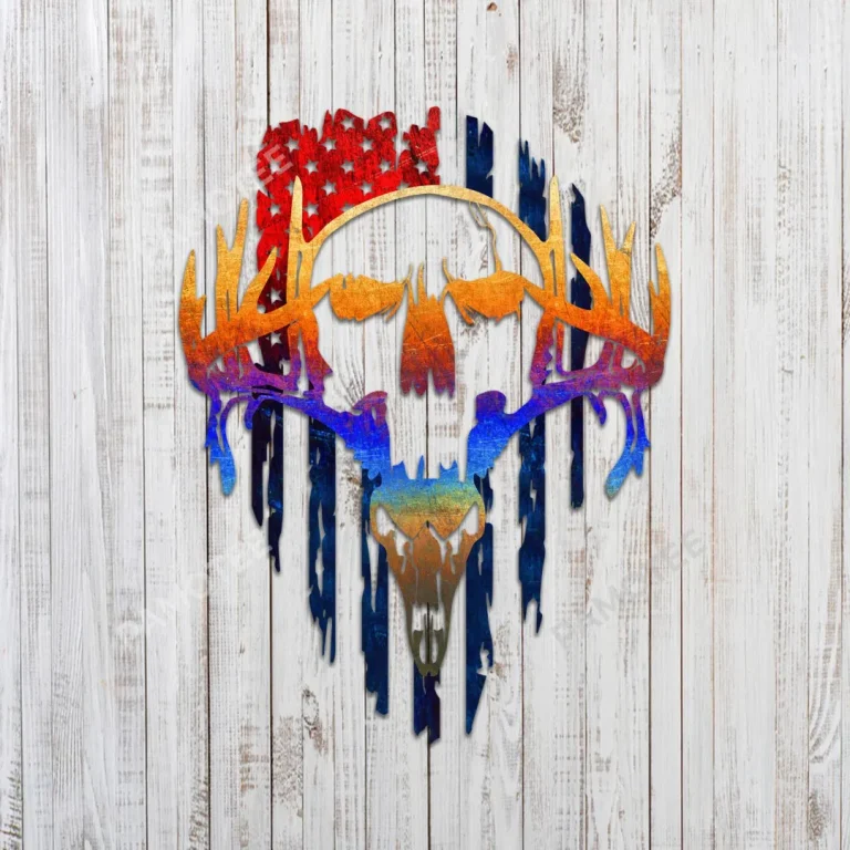 Deer Head, Skull, American Colorful Metal Art, Hunting Large Sign