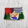 Colorful Bear Us Flag Metal Art, Independence Day Iron Artwork