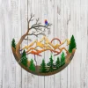 Mountain Scene Color Metal Wall Decor, Wildlife Housewarming Art