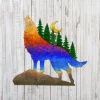 Howling Wolf Colorful Metal Wall Art, Wolf Weatherproof Decor