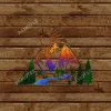 Mountain Colored Metal Wall Art, Camping Metallic House Decoration