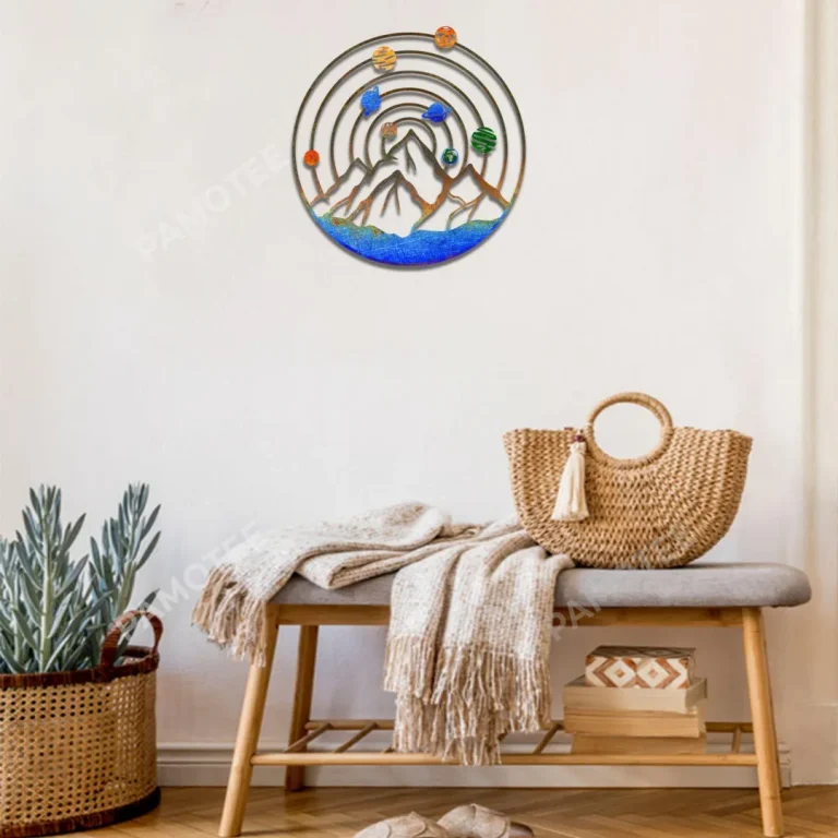 Solar System Mountain Metal Art, Vintage Space Bedroom Decor