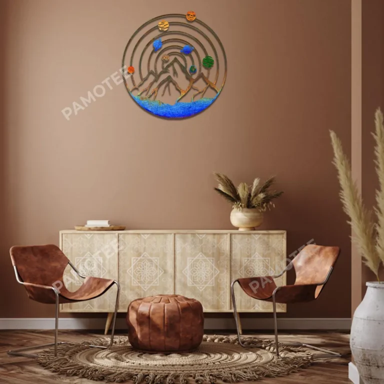 Solar System Mountain Metal Art, Vintage Space Bedroom Decor