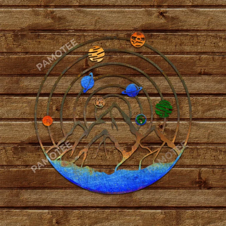 Solar System Mountain Metal Art, Vintage Space Bedroom Decor