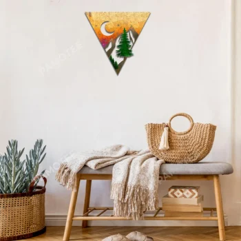 Wild Scene At Night Metal Wall Art, Nature Laser Cut Living Room Decoration