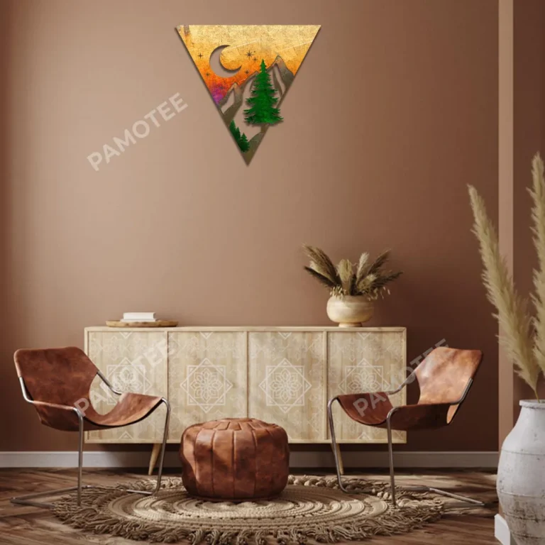 Wild Scene At Night Metal Wall Art, Nature Laser Cut Living Room Decoration