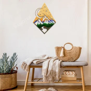 Mountain, Forrest, Starry Night Metal Wall Art, Nature Iron Decoration