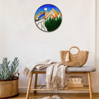 Mountain, Forrest, River Colorful Metal Art, Hiking Weatherproof Decoration
