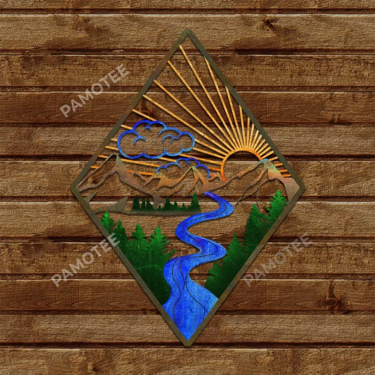 Mountainous Scene Metal Wall Art For Living Room, Housewarming Gift For Dad