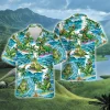Dinosaur Surfing Hawaiian Shirts For Men Women, Funny Dinosaur Summer Beach Shirts, Tropical Button Down Short Sleeve Shirts, Summer Aloha Shirts
