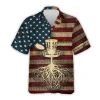 Disc Golf Roots Hawaiian Shirt For Men Women, American Flag Summer Beach Shirt, Dics Throws Aloha Shirts, Disc Golf Button Down Short Sleeve Shirts