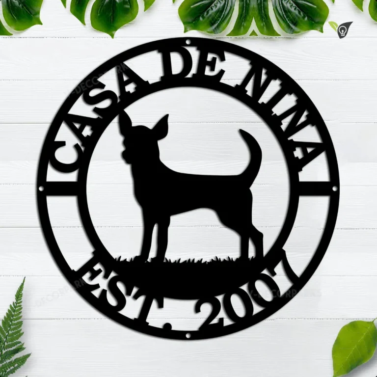 Chihuahua Silhouette Custom Metal Sign, Chihuahua Sign, Custom Name Sign, Pet Wall Art, Gift For Dog Lover