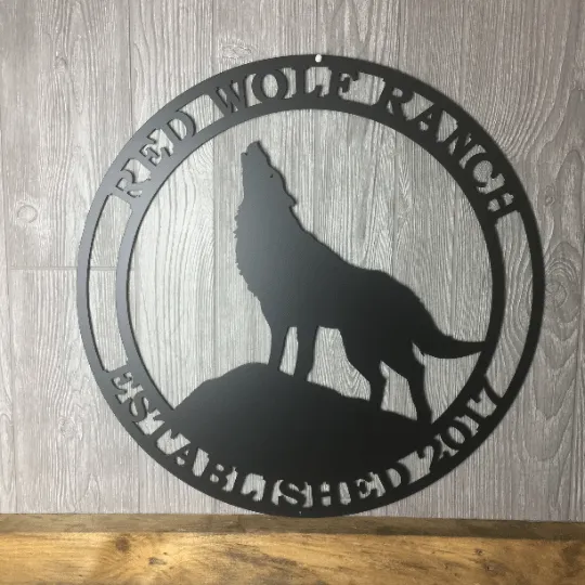 download_15_1200x1200_0d941727-c683-4f8f-a5df-117054b3a374.webp Howling Wolf Metal Ranch Sign, Cut Metal Sign, Metal Wall Art, Metal House Sign