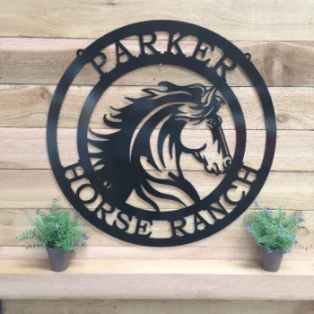 Majestic Horse Ranch Sign, Cut Metal Sign, Metal Wall Art, Metal House Sign