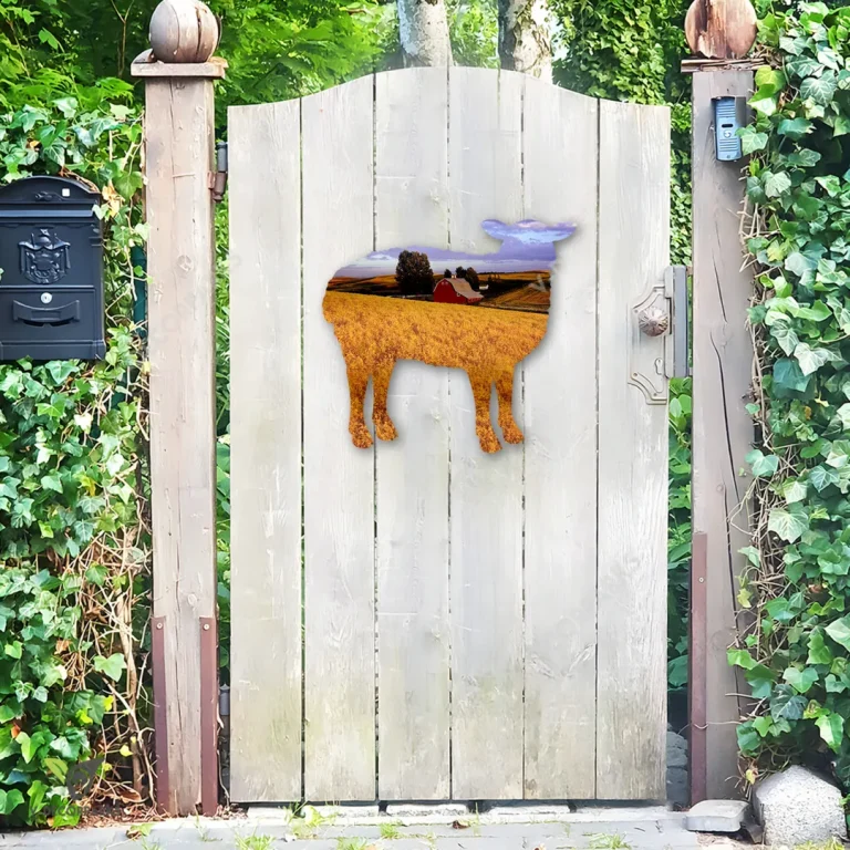 Sheep And Field Metal Sign, Sheep, Livestock Backyard Decoration