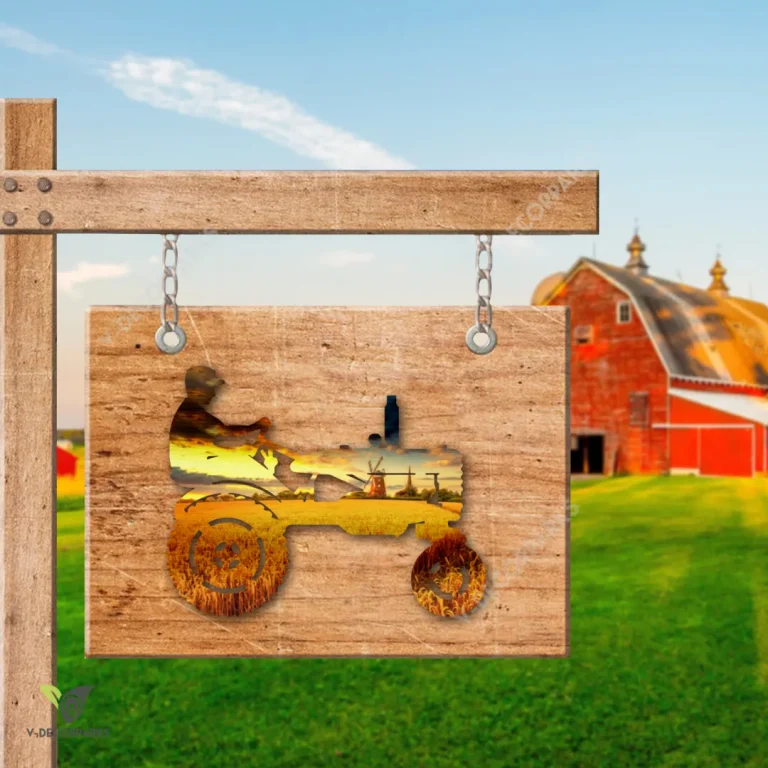 Famer Driving Tractor Metal Art