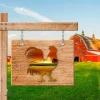 Rooster And Surise On Farm Metal Art, Rooster, Chicken Accent For Barn