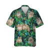 British Longhaired Cats Green Hawaii T-shirt, Summer Outfit For Her, Aloha Shirt For Mens, Womens