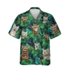 Bengal Cats Sticking Out Tongue Green Hawaii Shirt, Aloha Clothing, Aloha Shirt For Mens, Womens