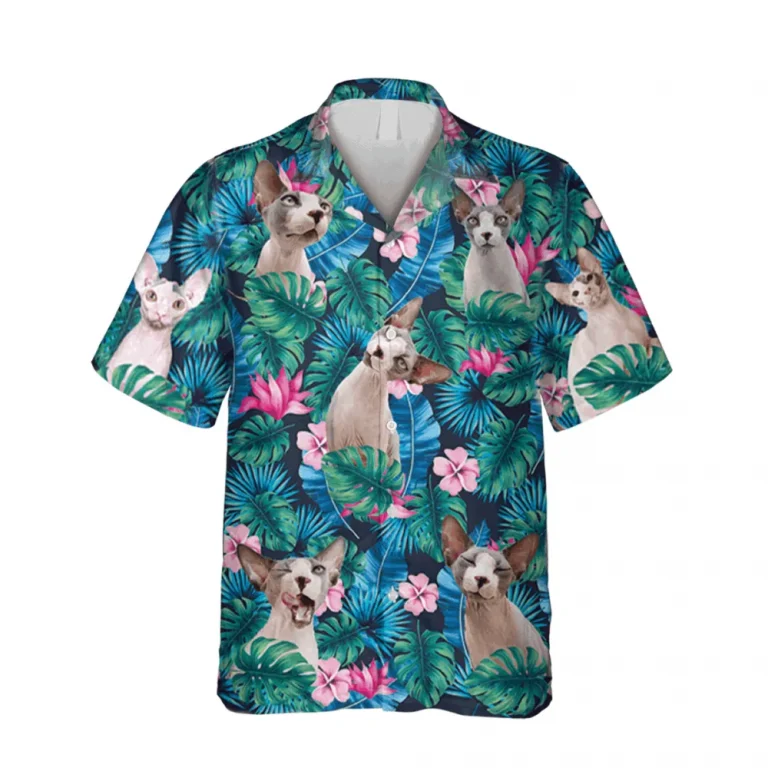 Sphynx Cats Hibicus Flowers Hawaii T-shirt, Kalaha Shirts, Aloha Shirt For Mens, Womens