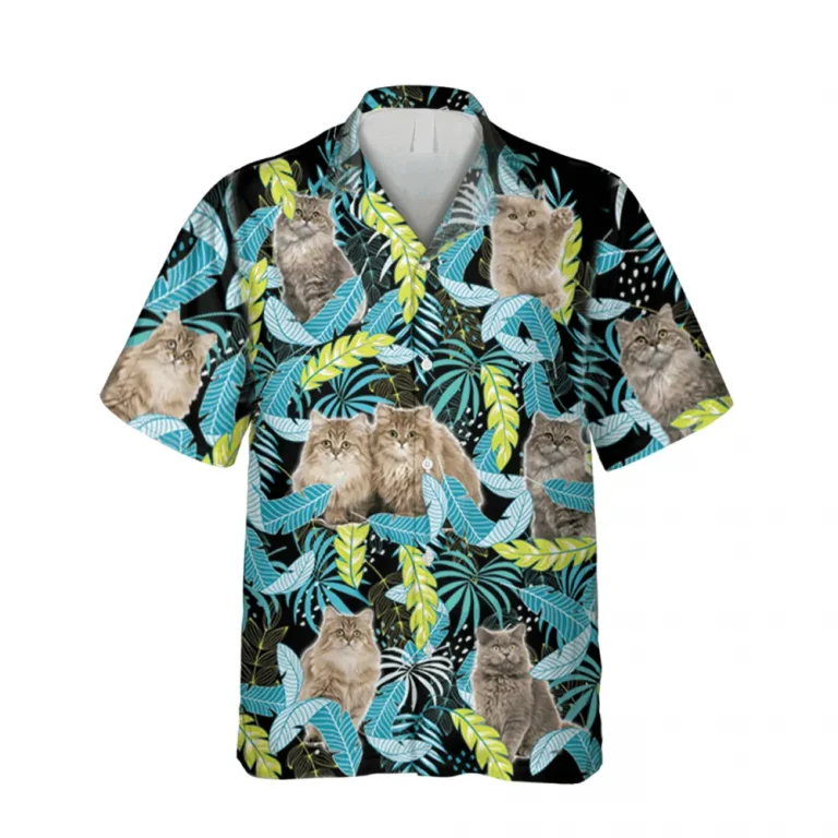 Longhair Kittens Neon Hawaii T-shirt, Cat Mom Gift, Aloha Shirt For Mens, Womens