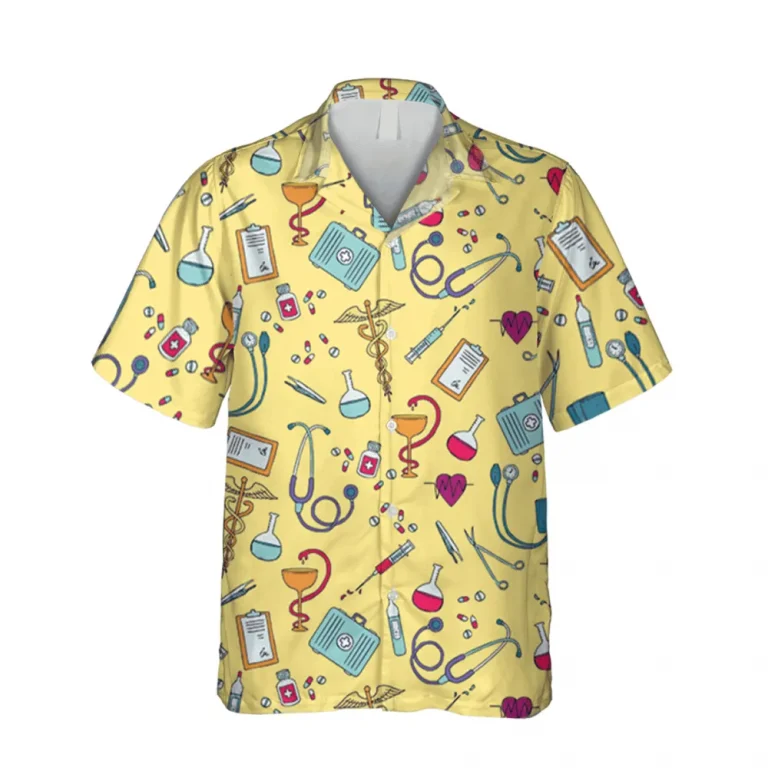 Nurse Tools Yellow Hawaiian T-shirt, Doctor, The Caduceus Summer Shirt, Aloha Shirt For Mens, Womens