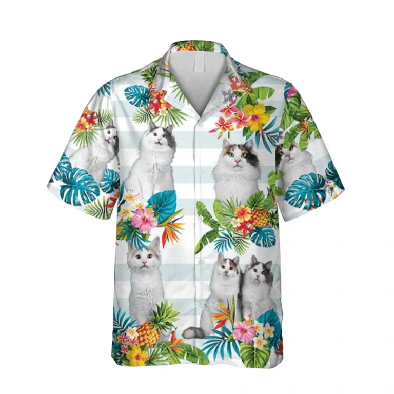 Tropical Plants Turkish Van Cat Hawaii Shirt, Father's Day Shirt, Aloha Shirt For Mens, Womens