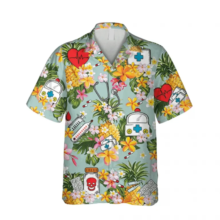 Pineapples Nurse Tools Doodle Hawaiian Shirt, Doctor Gift Shirts, Aloha Shirt For Mens, Womens