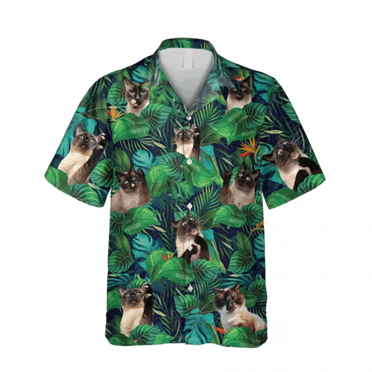 Funny Siamese Cat Hawaiian Shirt, Vintage 3d T-shirts, Aloha Shirt For Mens, Womens