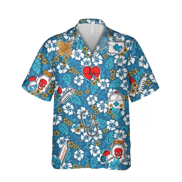 Floral Nurses Vectors Hawaiian T-shirt, Tropical Doctor Clothing, Aloha Shirt For Mens, Womens