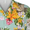 Exotic Kitty Pineapple Flowers Hawaii Shirt, Beach Outfit For Husband, Aloha Shirt For Mens, Womens