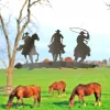 Three Cowboys Roping Rodeo Metal Art, Western Decorative Decor