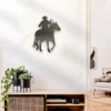 Cowboy Riding Horse Metal Wall Decor, Western Rodeo Metallic Plaque For Him