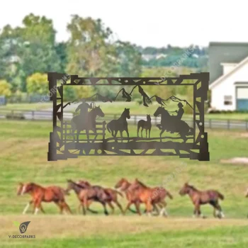 Cowboys And Ranch Scene Metal Sign, Texas Stainless Gift For Father