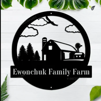Personalized Farm Scene Name Sign, Custom Farm House Metal Wall Art, Gift For Him, Farmhouse Hanging, Outdoor Decor