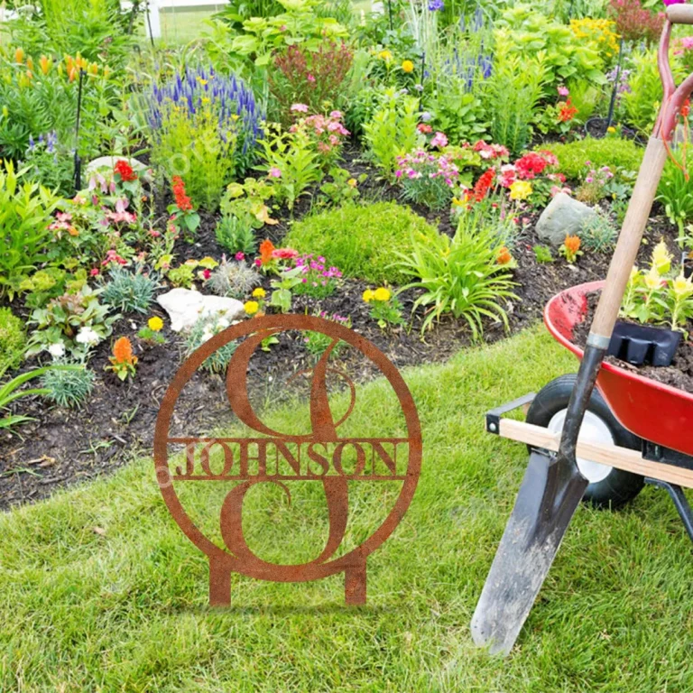 Customized Family Name Rustic Metal Garden Sign, Steel Wedding Gift