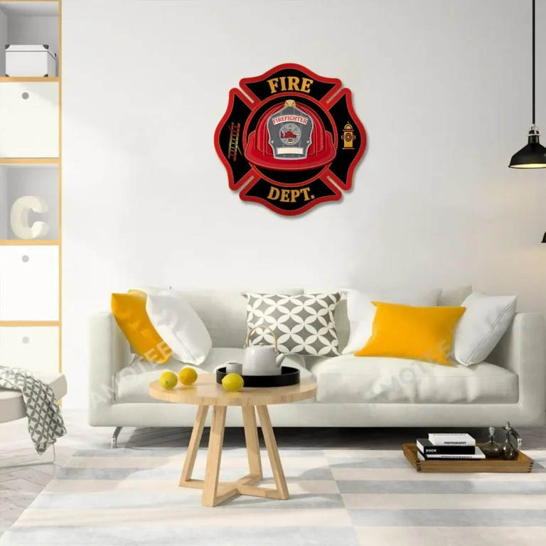 Fire Dept Firefighter Metal Art, Fire Dept Steel Gift For Dad
